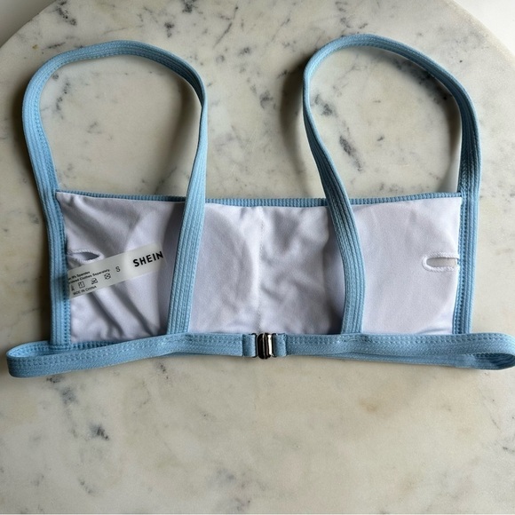 SHEIN Ribbed Squared Blue Bikini Set Size Small - Picture 3 of 10